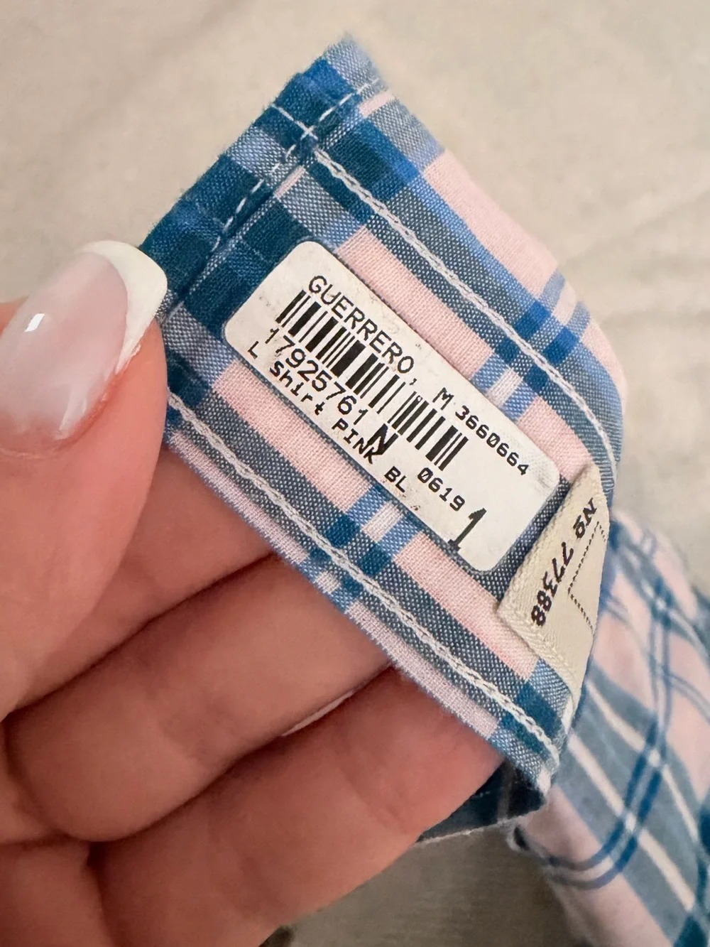 J.Crew Secret Wash Checkered pink/blue Buttoned Collar Size Small Slim NWOT